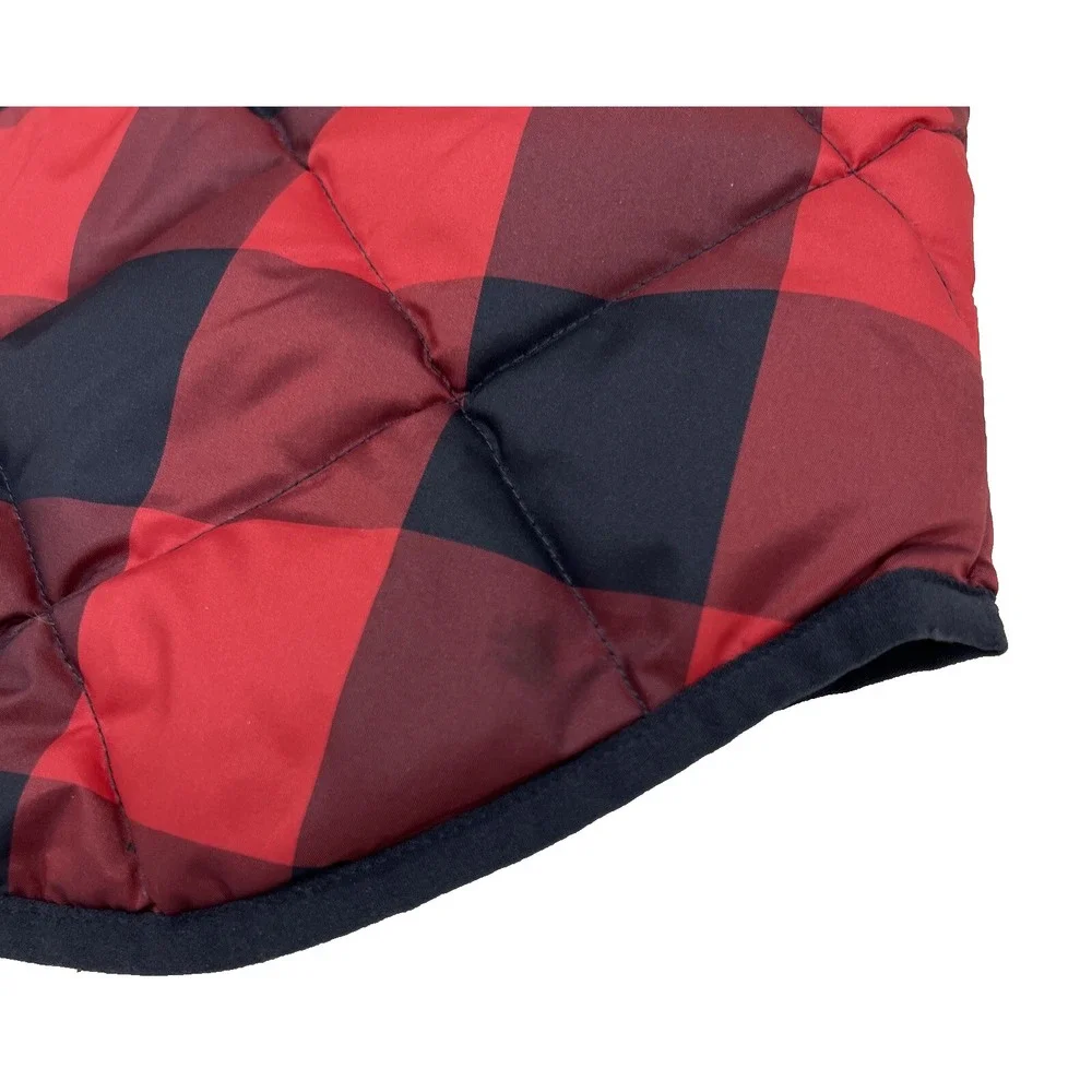 J. CREW Excursion Puffer Down Vest Tartan Buffalo Plaid Red Navy B0255  XS